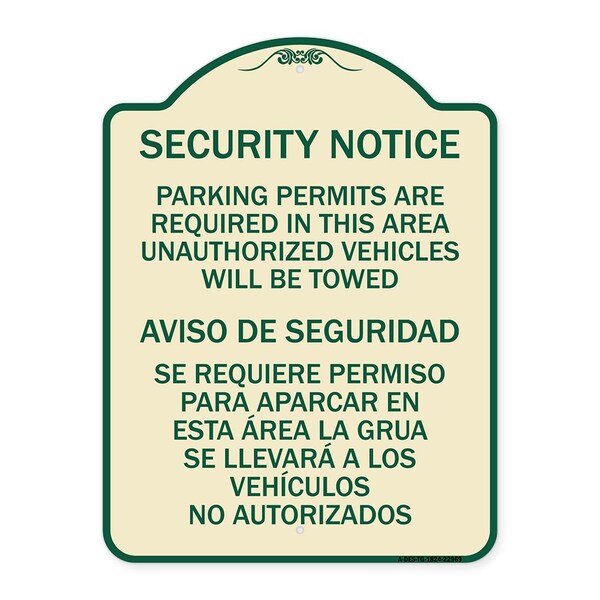 Signmission Parking Permits Are Required in This Area Unauthorized Vehicles Will Be Towed Aviso, TG-1824-22969 A-DES-TG-1824-22969 - main
